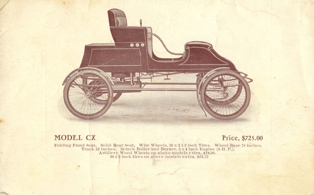 An advertisement ofr the 1905 Stanley Runabout Model CX