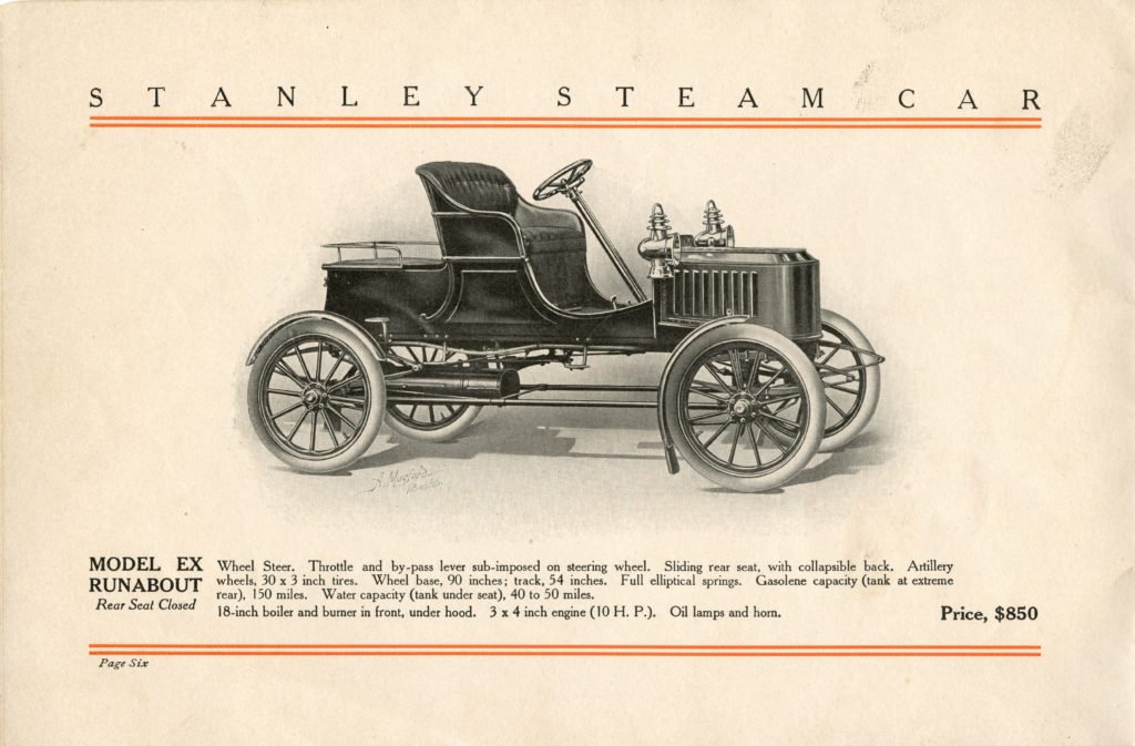 An ad for the 1908 Stanley Model EX