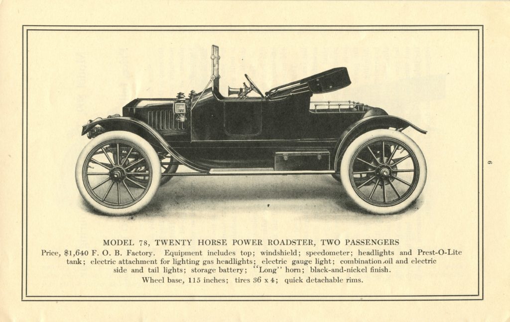 An ad for the 1913 Stanley Roadster Model 78, featuring a side profile of the car